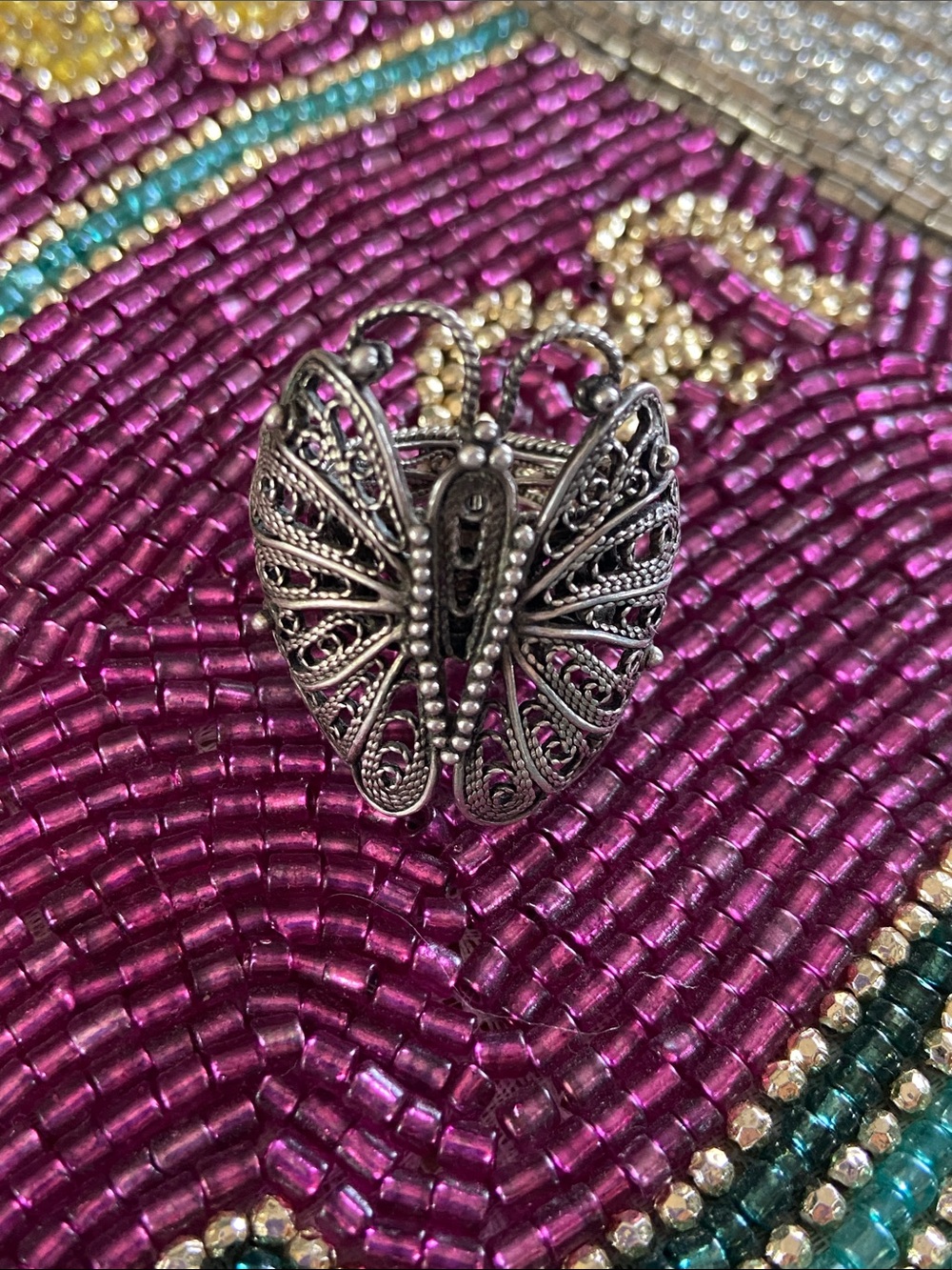 Sterling Silver Vintage Filigree Butterfly Ring Size 8 GUC